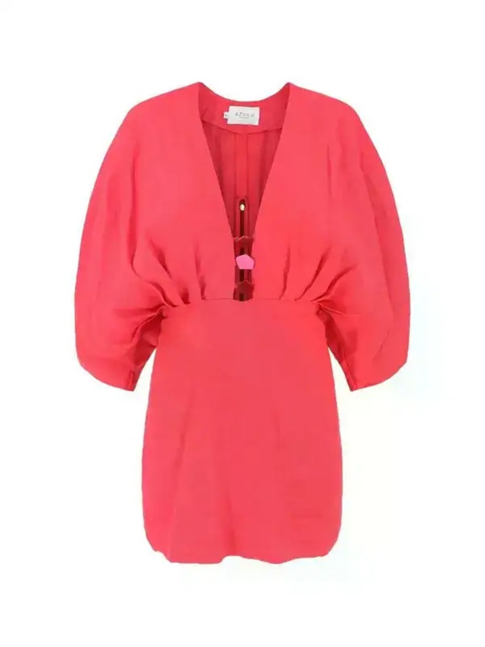 Azulu Abella Mini Dress in a vibrant raspberry pink linen fabric size S